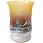 Preview: per hand bemalte glasvase mit winterlandschaft in gold-rot
