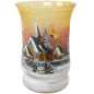 Preview: per hand bemalte glasvase mit winterlandschaft in gold-rot
