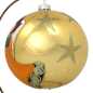 Preview: große gold glaskugel mit ständer handbemalt mit engelmotiv und beschriftet mit weihnachtsgrüßen