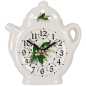 Preview: weiße keramik uhr in der teekanne form verziert mit maiglöckchen