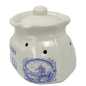 Preview: weißer keramik topf in der sackform von 2,5 liter verziert mit windmühle in blau