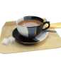 Preview: Tasse 0,25 l + Untertasse - Type Roxana - Schwarz - Weiß - Gold