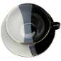 Preview: Tasse 0,25 l + Untertasse - Type Roxana - Schwarz - Weiß - Gold