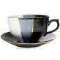 Preview: Tasse 0,25 l + Untertasse - Type Roxana - Schwarz - Weiß - Gold