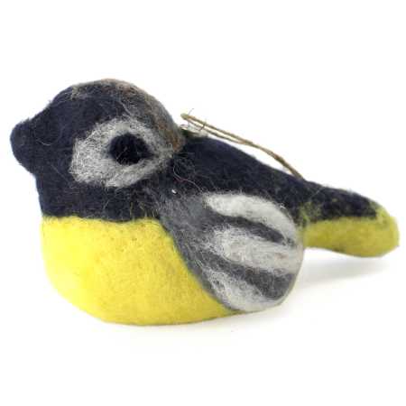 Filzvogel in Gelb / Grau
