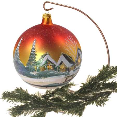 GLASKUGEL Ø-15 in Gold / Rot