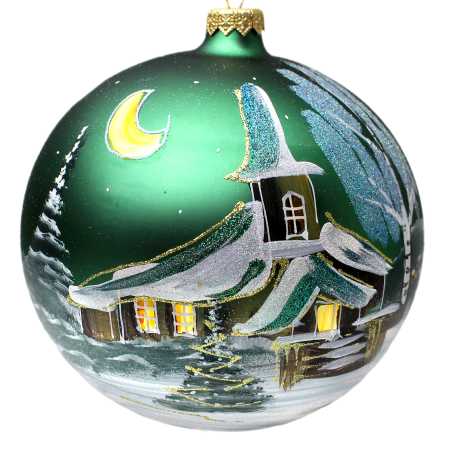 Glaskugel Ø 15 Winterlandschaft in Grün