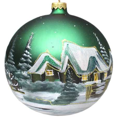 Glaskugel Ø 15 Winterlandschaft in Grün