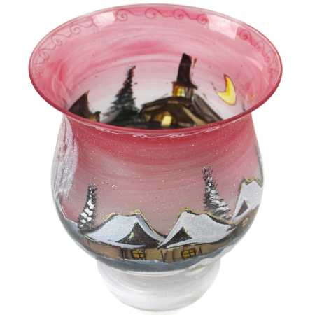 Kelch Windlicht Winterlandschaft in Rot