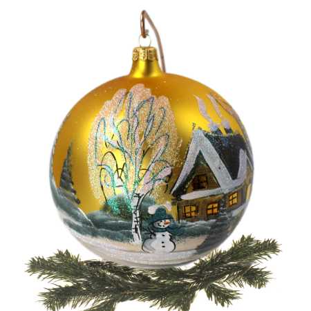 Glaskugel Ø 15 Winterlandschaft in Gold