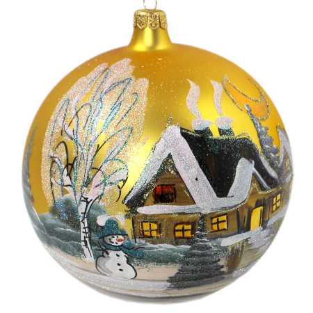 Glaskugel Ø 15 Winterlandschaft in Gold