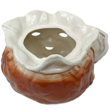 weißer keramik topf in der sackform von 4 liter verziert mit obst motiv