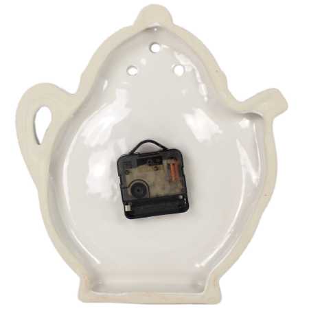 weiße keramik uhr in der teekanne form verziert mit maiglöckchen