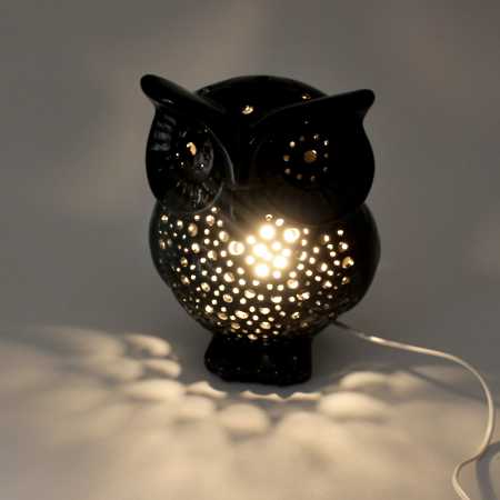 Tischlampe Eule in Schwarz