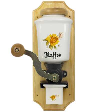 Wandkaffeemühle - Rosen in Gelb