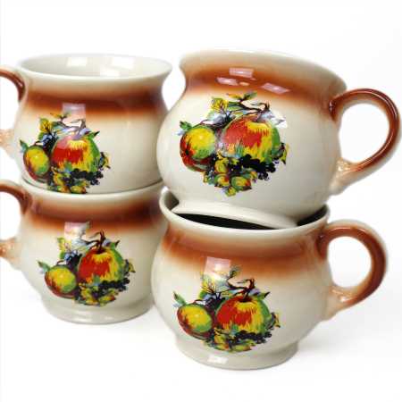 tassen 4er Stück obstmotiv