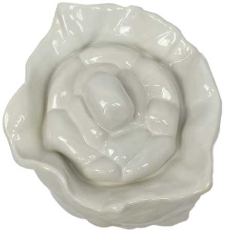 weißer keramik topf in der sackform von 4 liter verziert mit windmühle in braun