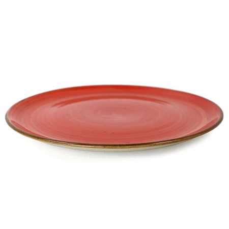 großer flacher teller  mit durchmesser von 24 cm in rustic rot