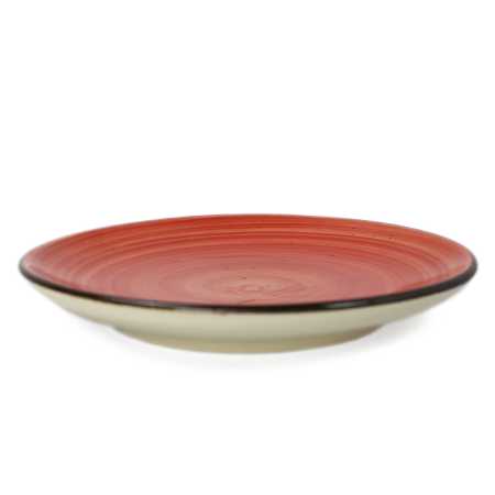 kleiner flacher teller  mit durchmesser von 19 cm in rustic rot