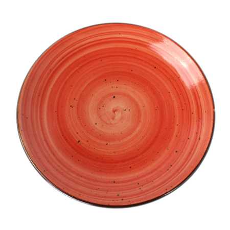 kleiner flacher teller  mit durchmesser von 19 cm in rustic rot
