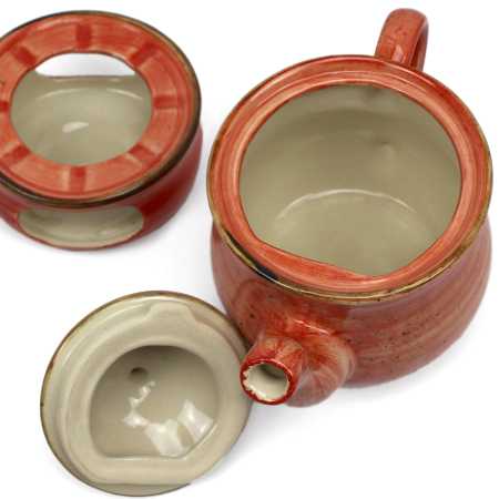 teekanne 1 l mit stövchen in rustic rot