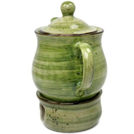 teekanne 1 l mit stövchen in rustic grün
