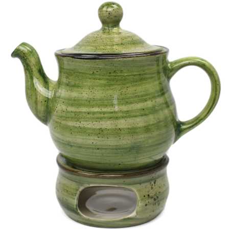 teekanne 1 l mit stövchen in rustic grün