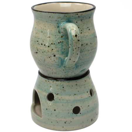 Geschenk - Set mit Trinktasse 0,22 l mit Stövchen - Rustic Hellblau