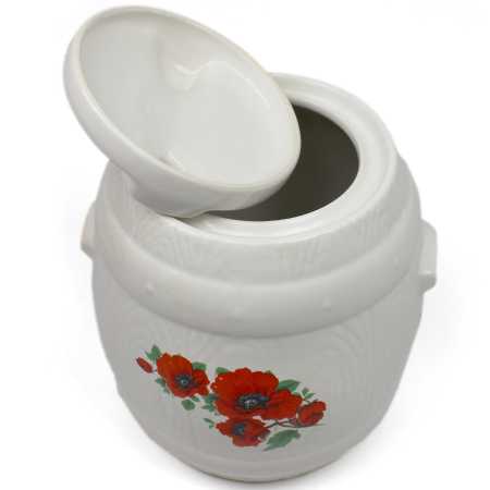 Gurkenfass mit verschiedenen Mohnblumen Motiv