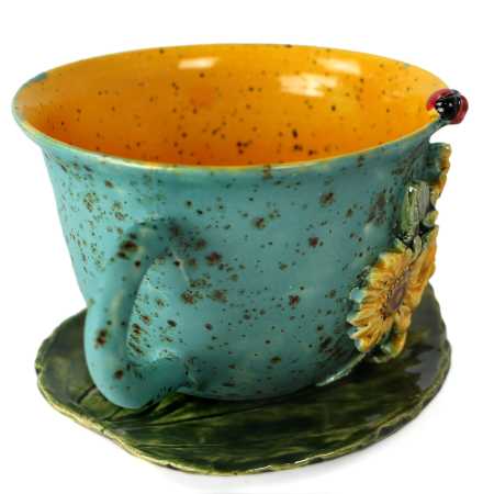Tasse 0,35 l + Untertasse - Sonneblumen 3D