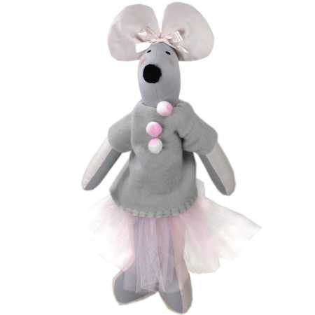 kuscheltier ballerina maus mit rosa schleife und ballettröckchen