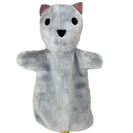 Handpuppe graue Katze