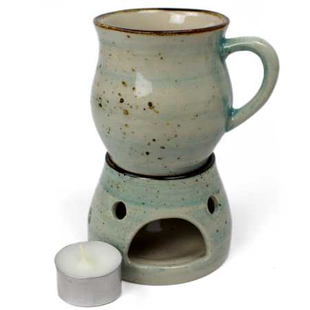 Geschenk - Set mit Trinktasse 0,22 l mit Stövchen - Rustic Hellblau