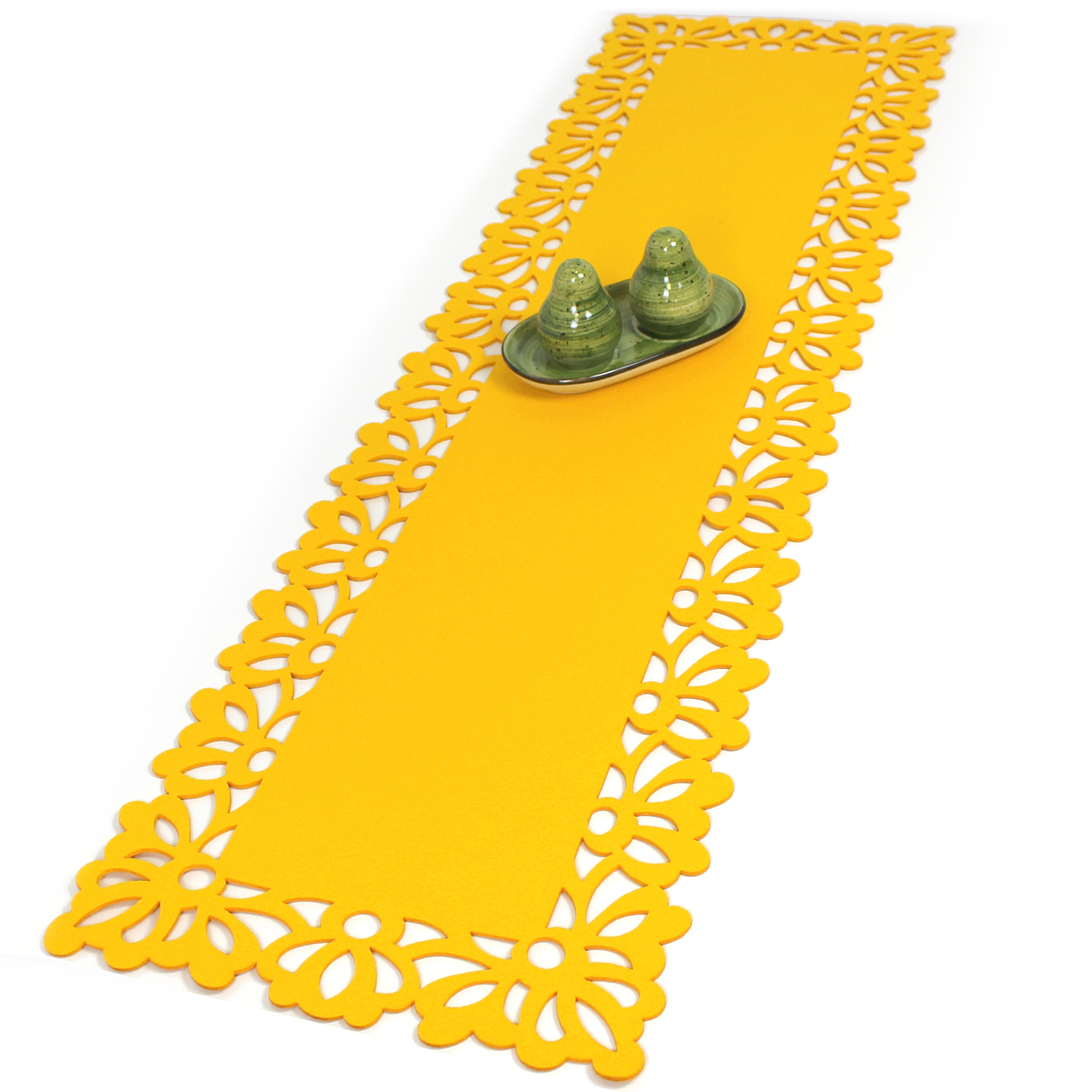 Tischläufer 30 cm breite aus Filz in Gelb | Handmade by jarmarkt