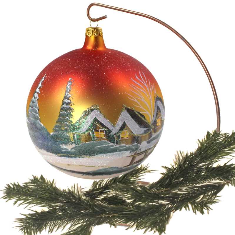 GLASKUGEL Ø-15 in Gold / Rot