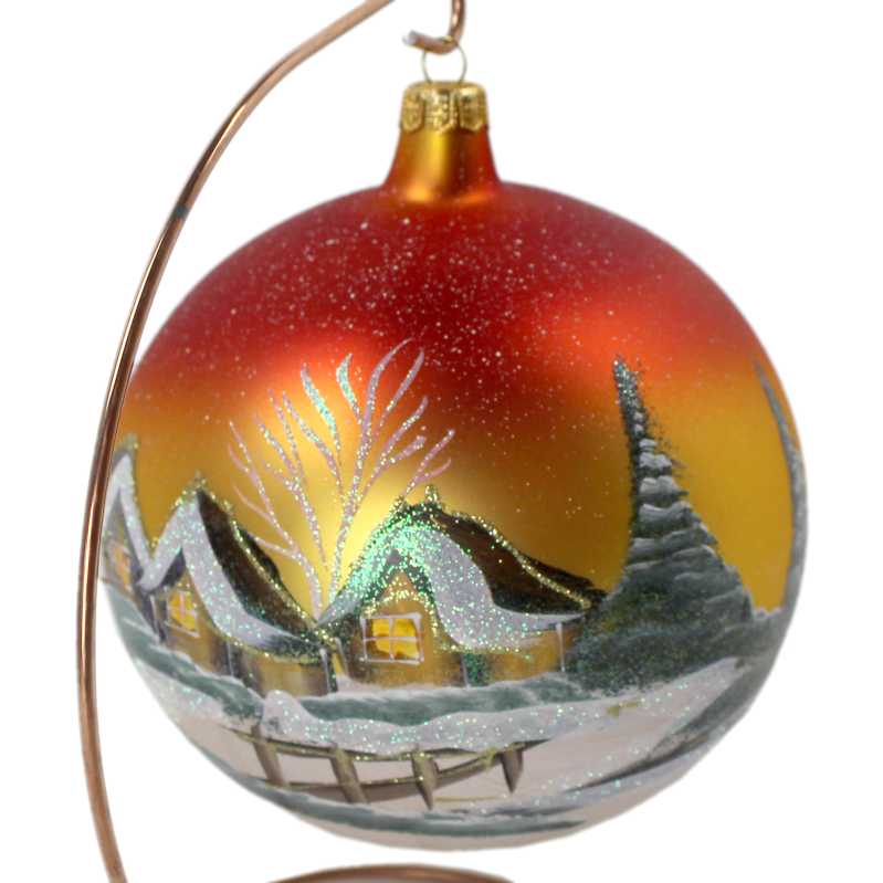 GLASKUGEL Ø-15 in Gold / Rot