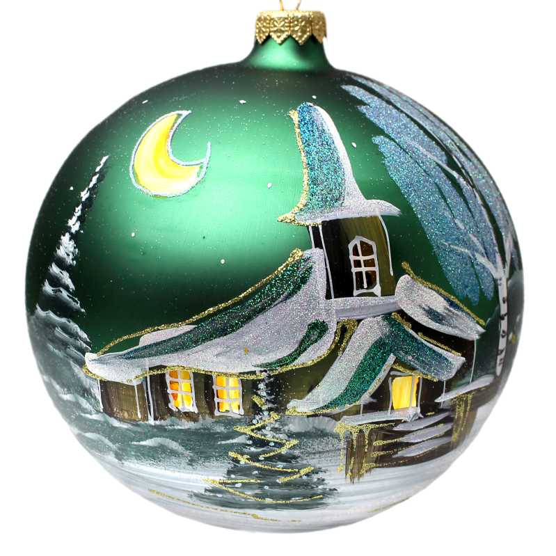 Glaskugel Ø 15 Winterlandschaft in Grün