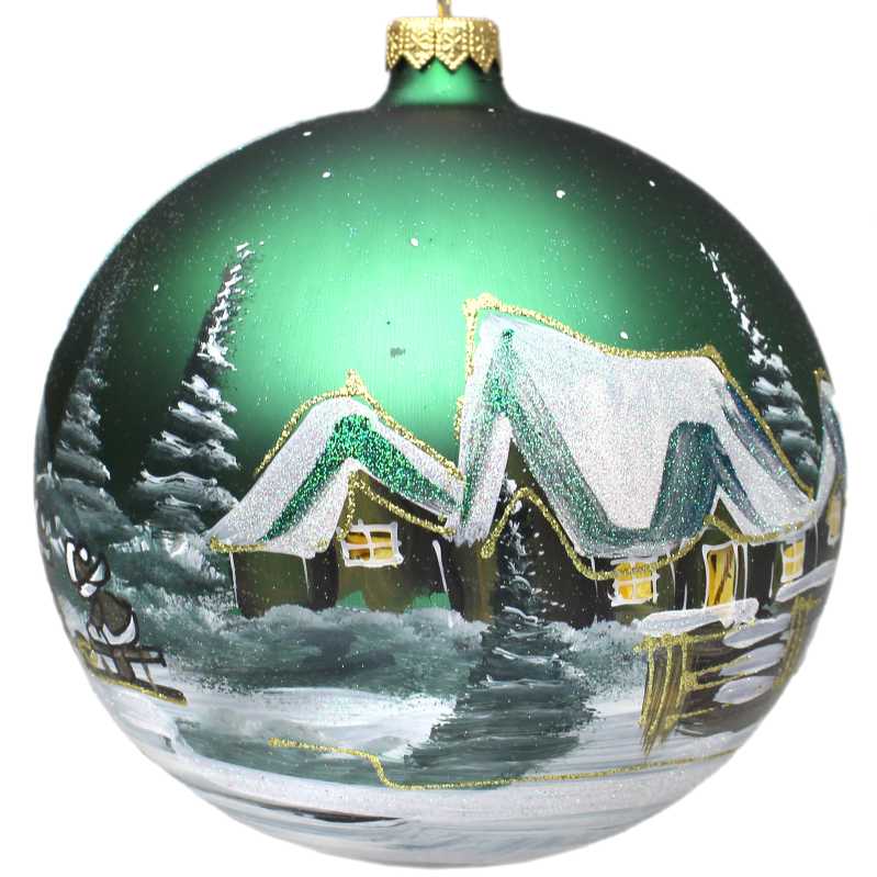 Glaskugel Ø 15 Winterlandschaft in Grün