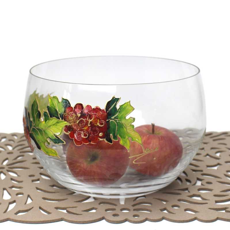 glasschale vogelbeeren motiv