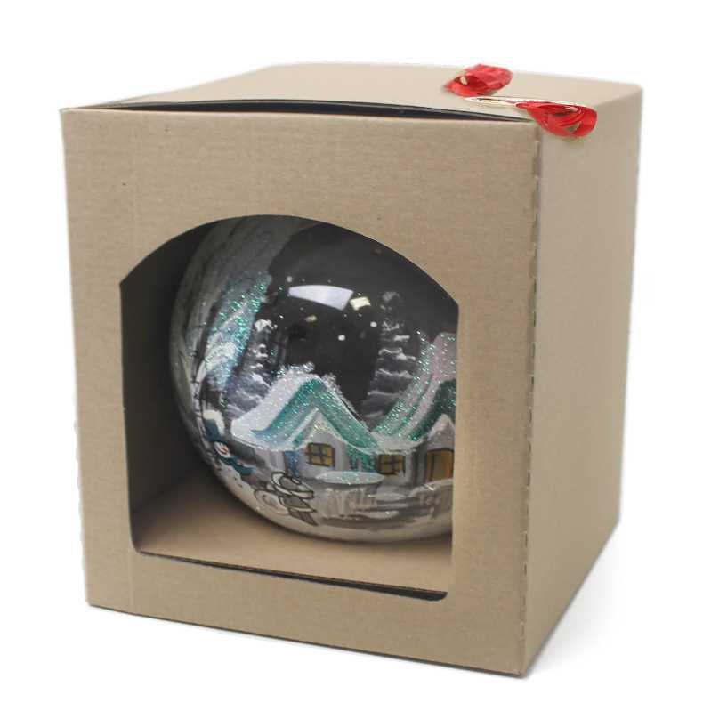 Glaskugel Ø 15 Winterlandschaft in Schneeweiß