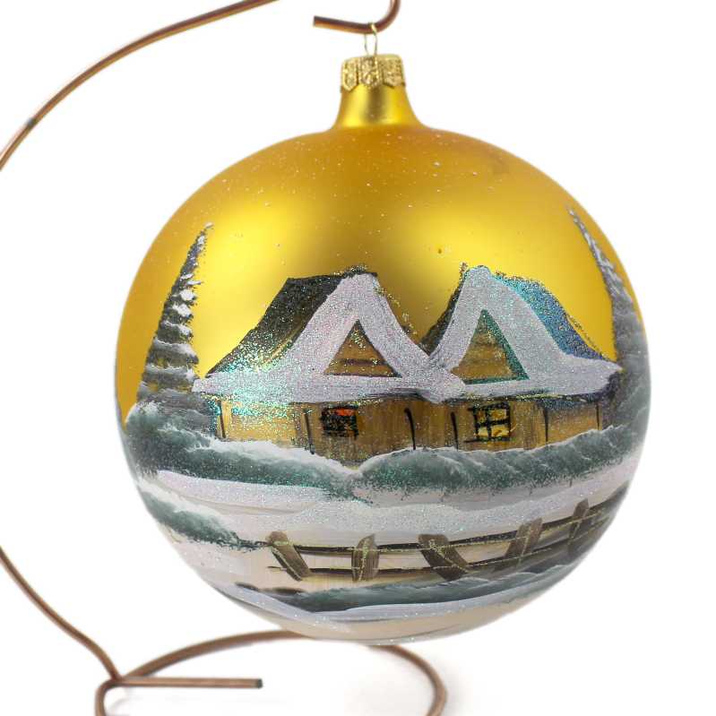 Glaskugel Ø 15 Winterlandschaft in Gold