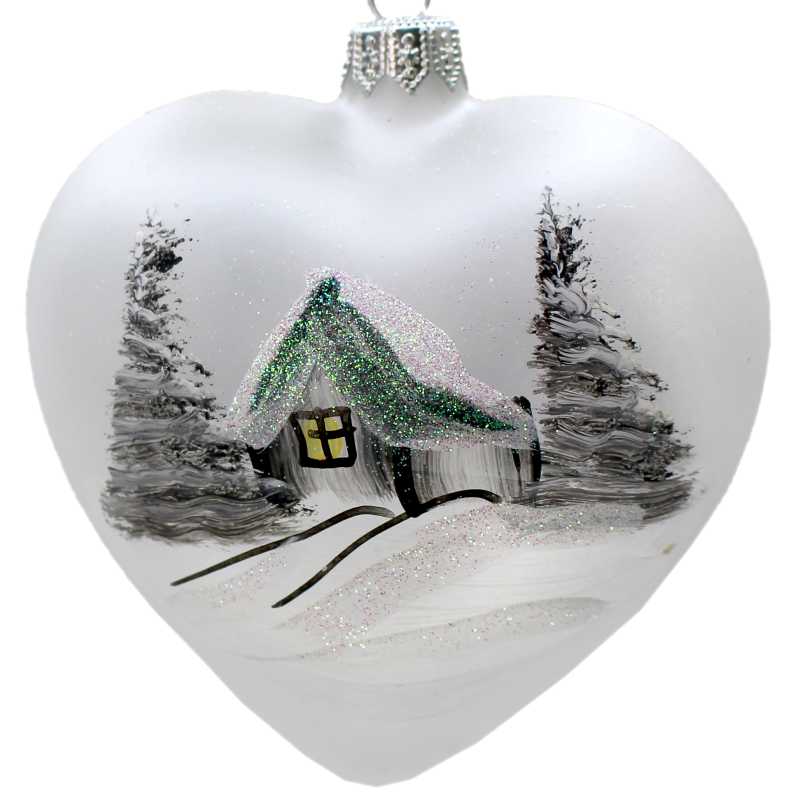 Glasherz Winterlandschaft in Weiß