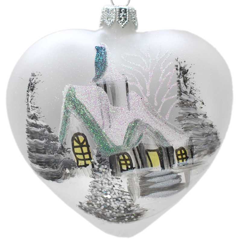 Glasherz Winterlandschaft in Weiß