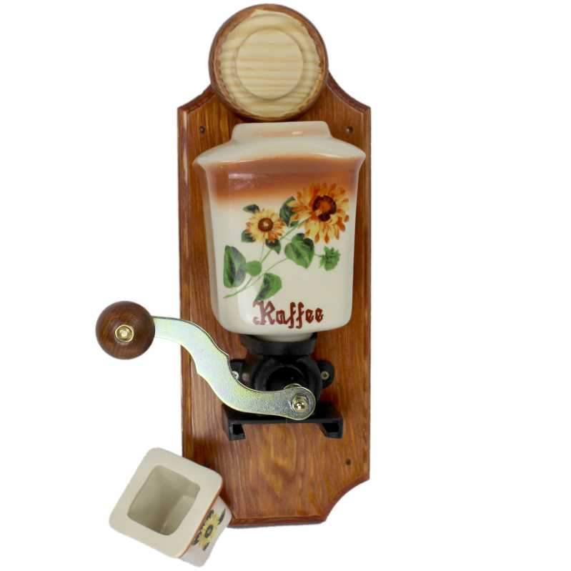 Wandkaffeemühle - Sonnenblume, Holz Buche