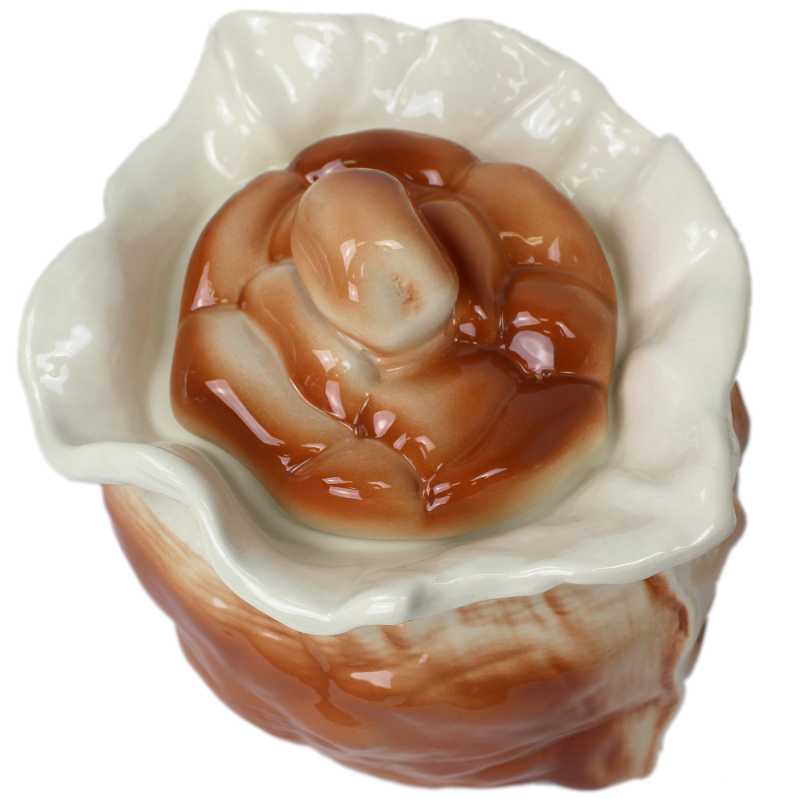 weißer keramik topf in der sackform von 4 liter verziert mit obst motiv