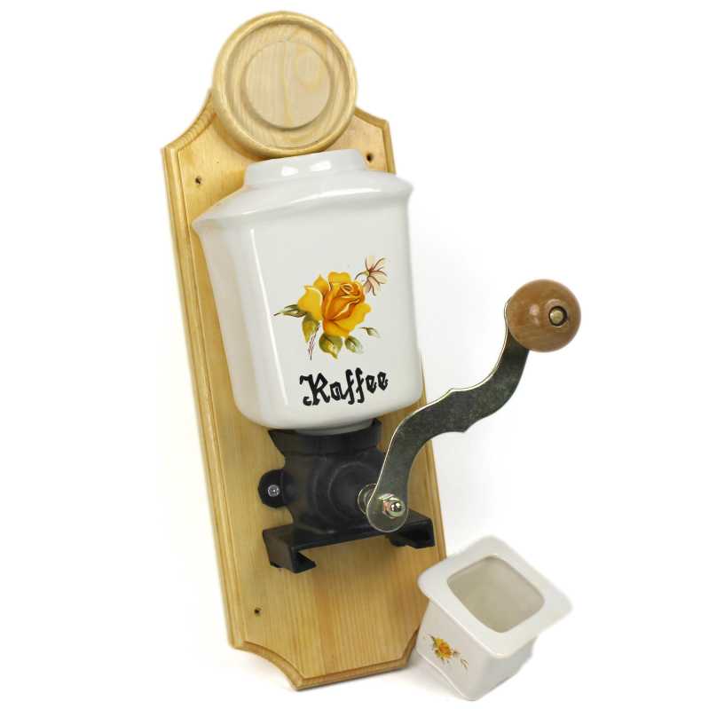 Wandkaffeemühle - Rosen in Gelb