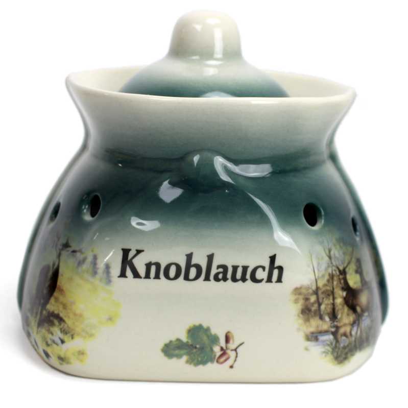 weißer keramik topf in der sackform von 1 liter verziert mit wild motiv
