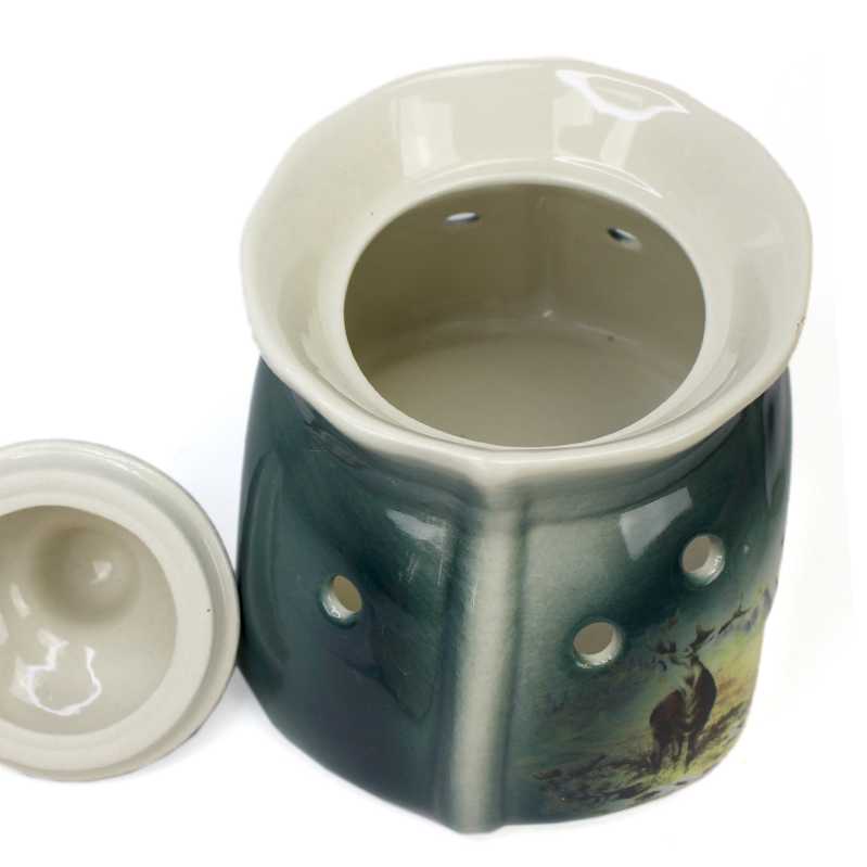 weißer keramik topf in der sackform von 1 liter verziert mit wild motiv