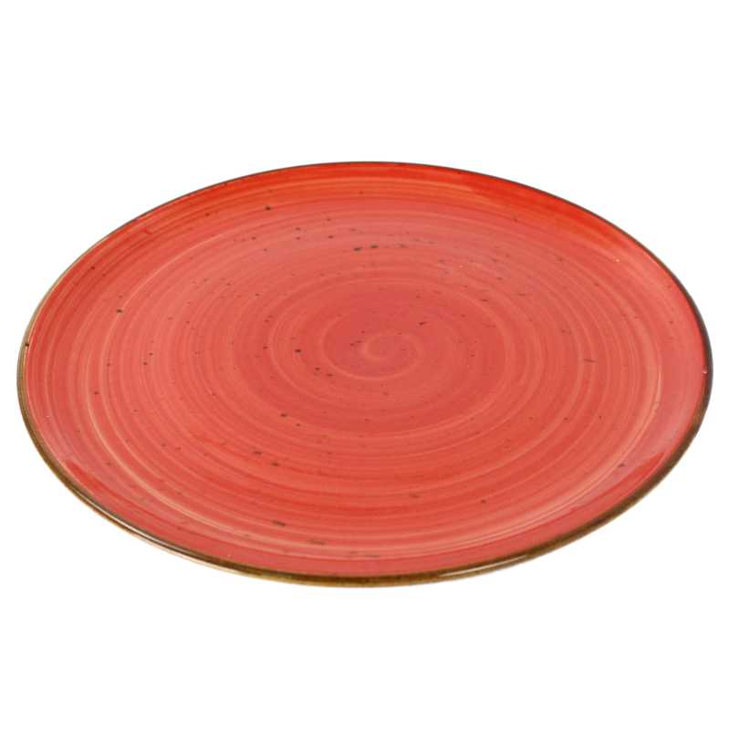 großer flacher teller  mit durchmesser von 24 cm in rustic rot