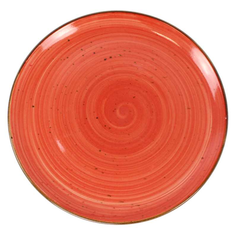großer flacher teller  mit durchmesser von 24 cm in rustic rot